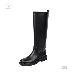 Knee High Chelsea Boots with Chunky Heel and Inside Zipper